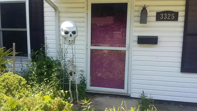 Collins' home in Laketown, where a skull and skeleton were kept on display at the front door. - PHOTO BY BRUCE RUSHTON