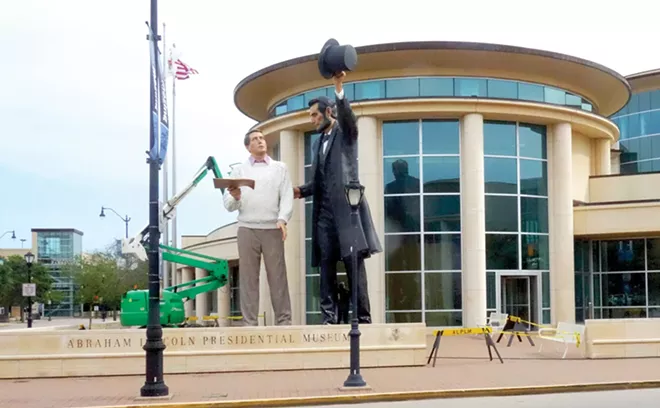 A 31-foot-tall statue of Abraham Lincoln with a modern-day man holding the Gettysburg Address, named “Return Visit,” was installed in front of the Abraham Lincoln Presidential Library and Museum in May 2019. Last week it was dismantled and shipped to Washington, Illinois, for a temporary display. Bruce Rushton’s recent opinion column imagined it gracing the entrance to a hypothetical Donald Trump Presidential Library and Museum to be built in Nevada.