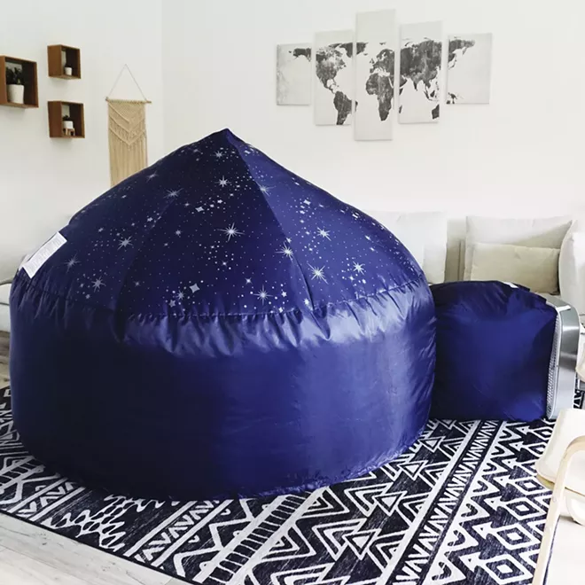C: The “air fort” is a best seller at Little Lincoln’s Toy Shop, according to owner Ryan Leake. The fort provides an escape for adults and children home during the pandemic. - PHOTO COURTESY OF AIRFORT