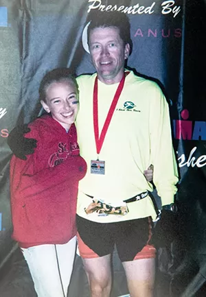 Steve O’Connor with his daughter, Sierra, in 2006 after completing his first triathlon in Panama City, Florida. - PHOTOS COURTESY STEVE O’CONNOR