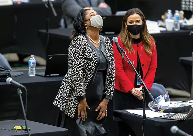 Photo: CAPITOL NEWS ILLINOIS - REP. SONYA HARPER, D-CHICAGO, REACTS AFTER THE PASSAGE OF SB 1480 DURING THE LAME-DUCK SESSION OF THE ILLINOIS HOUSE OF REPRESENTATIVES HELD TUESDAY AT THE BANK OF SPRINGFIELD CENTER.