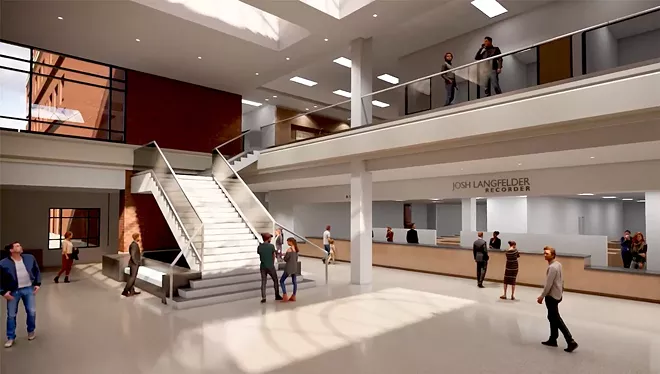The planned Sangamon County courthouse renovation would feature a staircase and first-floor access to offices.