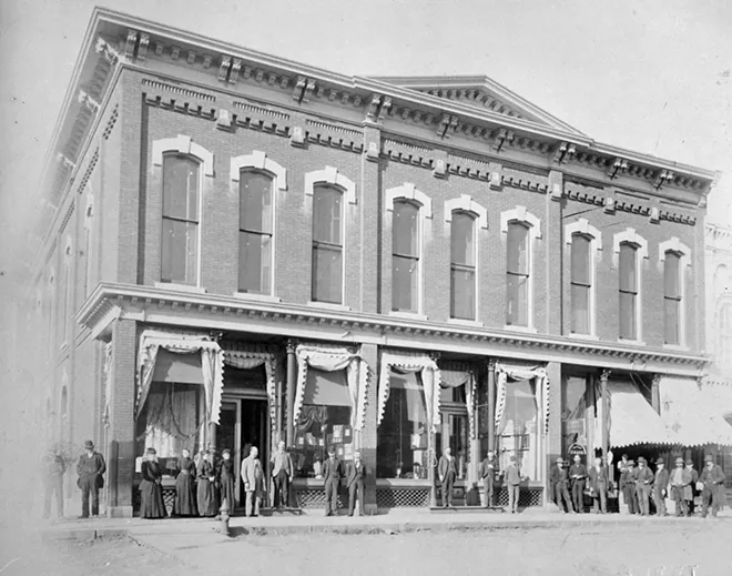 An early but undated photo of the Broadgauge building on the Petersburg square. In 1950 it was purchased by the Robbins family and became the Robbins Department Store. - PHOTO COURTESY OF THE BROADGAUGE