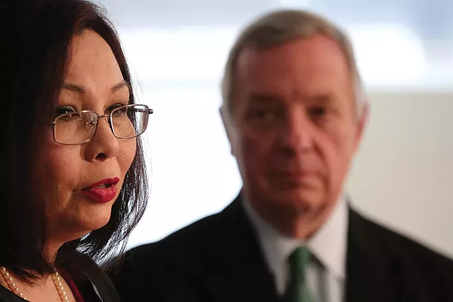 U.S. Sens. Tammy Duckworth and Dick Durbin, leaders in the political battle for the Biden administration's water infrastructure plan. - PHOTO BY ANTHONY SOUFFLE / CHICAGO TRIBUNE