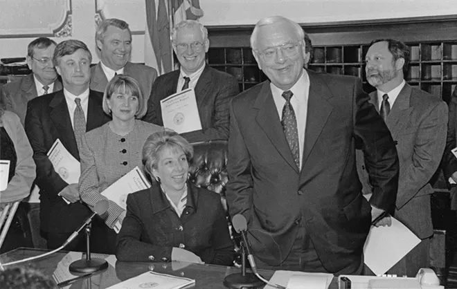Gov. George Ryan during a bill signing. - PHOTO COURTESY ABRAHAM LINCOLN PRESIDENTIAL LIBRARY.