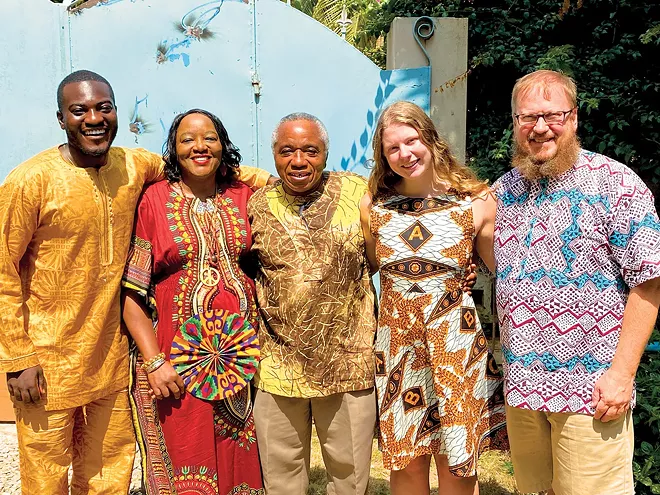 Left to right: July 22-Aug. 8, 2021, marked the Agamahs’ 38th mission trip to Ghana. Team members, all from Springfield, are, from left: Theodore Agbemaple (medical student, SIU School of Medicine), June Agamah (Logistics Coordinator), Dr. Edem Agamah (Team Leader), Emma Fenner (medical student, SIU School of Medicine), Dr. Michael Fenner (surgeon). - PHOTO COURTESY OF JUNE AGAMAH