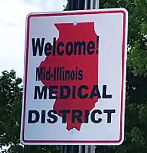 The Mid-Illinois Medical District is bounded by North Grand Avenue and by 11th, Walnut and Madison streets.