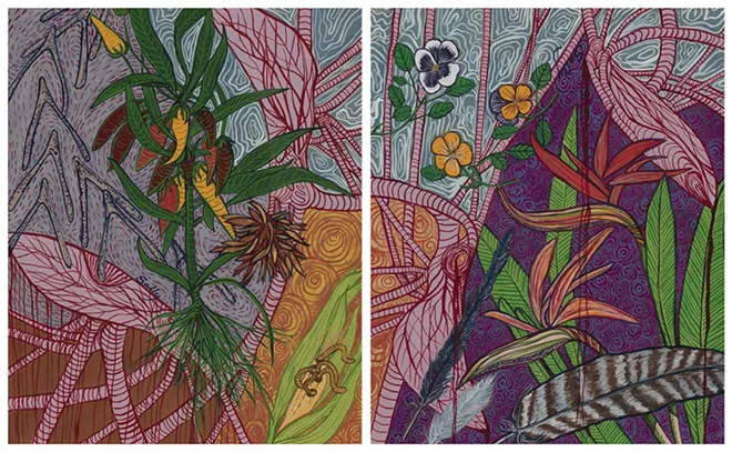 Corazon Rosa Rossado con Hortizales, Flores, y Fruitas, gouache on paper. - PHOTO COURTESY OF THE ARTIST, SALLY ELLIOTT