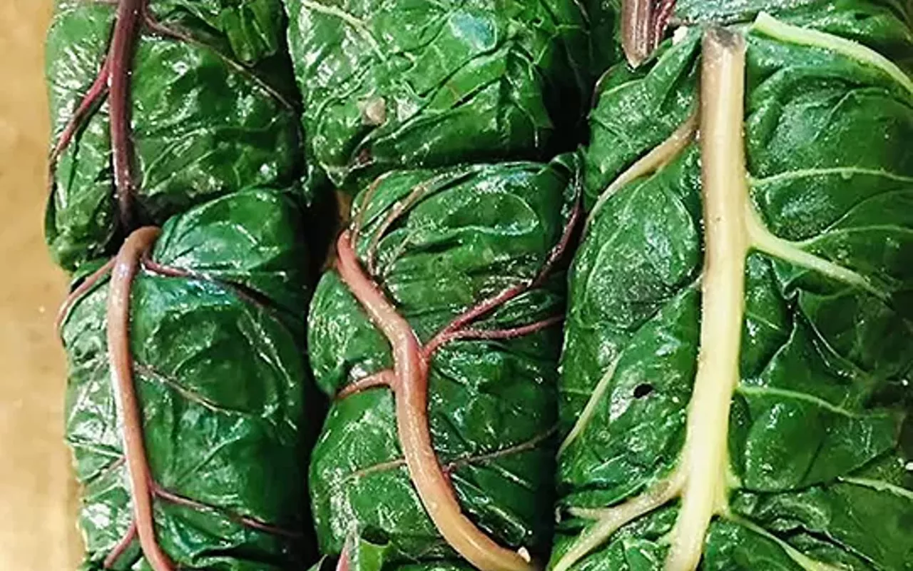 Swiss chard rolls.