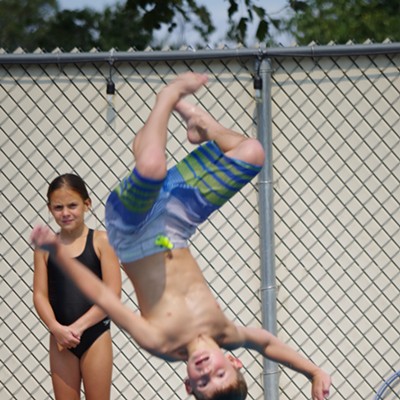 On August 14, his last day of swim lessons, Drew Alldredge, 8 (almost 9), showcased his skills for family and friends at Steve Button's pool. His cousin, Harley Heimgartner, watches in the background. Drew is the son of Jennifer and Andy Alldredge of Lewiston. Debby LeBlanc of Clarkston took the photo of her grandson.