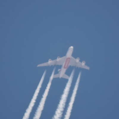 Emarites flight 251 Dubai to Los Angeles 4/16/15. A380 (airbus). Passing over the LC Valley around noon.