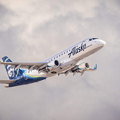 Alaska Airlines Flight QX 2152 bound for Seattle, taking off from Moscow/Pullman Regional Airport Nov. 2nd. All Alaska Airlines flights to/from the M/P airport are now jets, as of November 1st.