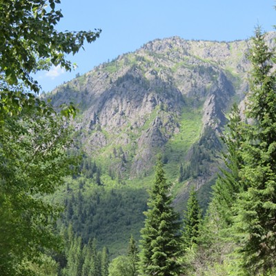 A massive rock edifice rises above Forest Service Road #255. The narrow, dusty road runs alongside Kelly Creek on the North Fork Ranger District, Clearwater National Forest. Le Ann Wilson of Orofino snapped the photo on July 22, during a day trip to the scenic North Fork Clearwater River back country.