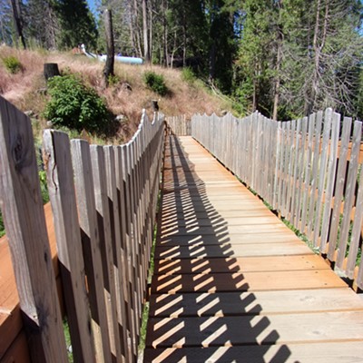 This is the half of the bridge that burned and had to be rebuilt in the Oregon
fires in 2020 at Breitenbush Hot Springs Resort. I was lucky enough to go to 
a five day yoga retreat there last week.