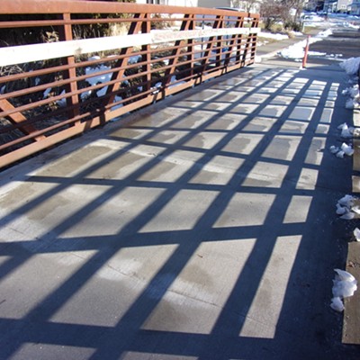 The bridge at 3rd street looking towards Mountain View road with shadows and angles galore on January 2nd.