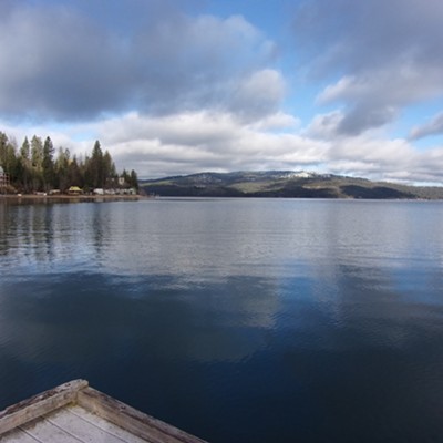 A lovely cool day this April 1st looking west over Carlin Bay on lake Couer d'Alene.