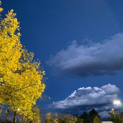 A shot in the Costco Parking lot Tuesday Evening - Dark Sky, amazing clouds and some fall colors September 2021