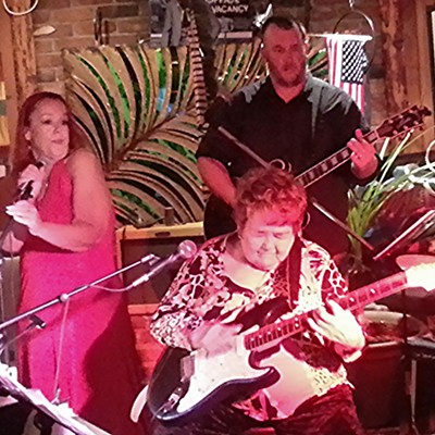 Bonnie Guitar, 92,&nbsp;and her band entertains the crowd at the Businessmans Club, Soap Lake, Wash., on Sept. 19, 2015.&nbsp;(Photo by Dan Aeling of Lapwai)