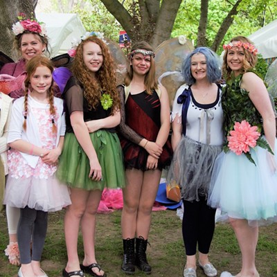 These beautiful fairies gave tea parties to children at Art Under the Elms in Lewiston April 30, 2017. Photo taken by Mary Hayward of Clarkson.