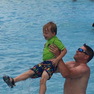 Hudson Young, 5, plays with his uncle, Bryan, at the Family Aquatic Center in June of last year. Photo taken by Kathy Witt.