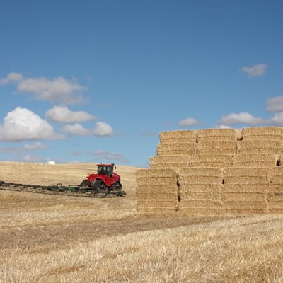 This photo was taken last September off Sand Rd. I like how the haystack
dwarfs the tractor.