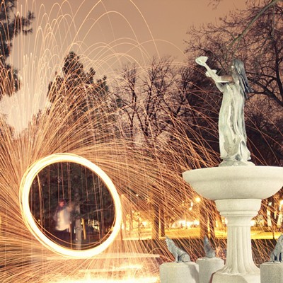 Late night light graffiti with steel wool at Pioneer Park.