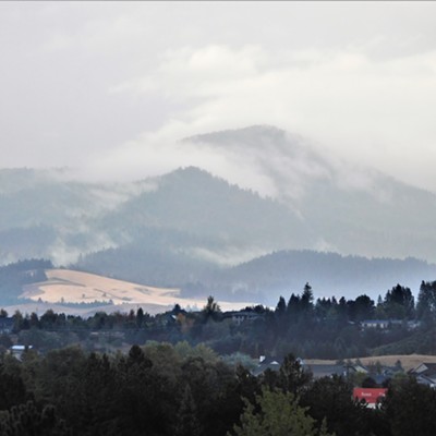 A Misty Moscow Mountain after a recent rain event on September 18, 2021 as seen from NW Moscow.