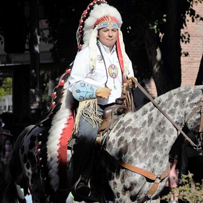 A proud Nez Perce in the Lewiston parade this past weekend. Photo taken by Mary Hayward of Clarkston.