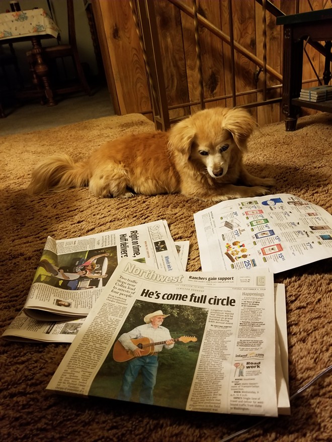 Penny enjoys the Lewiston Tribune,  too