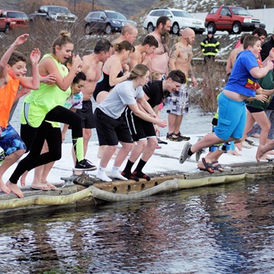 Polar Plunge at the Snake River, Clarkston, on Jan. 1, 2017. Photo taken by Richard Hayward Clarkston, Washington