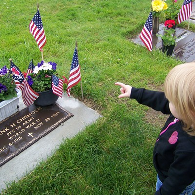 Zoey Leonardson, 2, visits her great, great grandpa on Memorial Day. Zoey is the daughter of Brad And Michelle Leonardson. The photo was taken by Bonni Leonardson