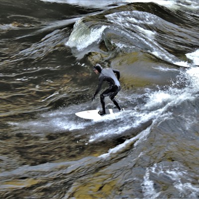 A river surfer tackles the waves on the Lochsa River on the afternoon of May 29th, 2021.  According to one of the surfers...river surfing is much different than catching ocean waves to surf.