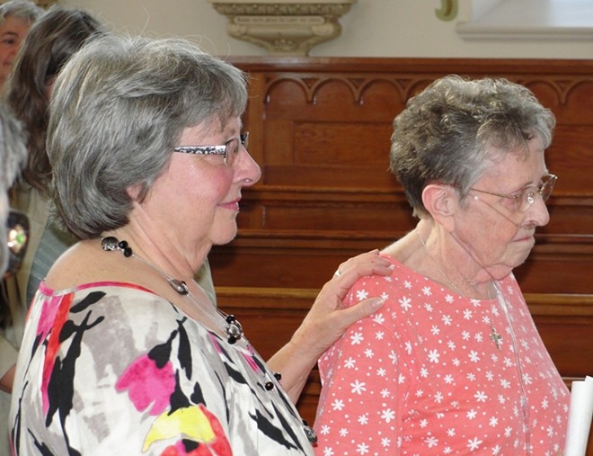 Sister Carolyn Miguel celebrated her 25th Jubilee in the presence of the community at evening prayer on July 11. She renewed her monastic vows with her daughter, Nan Miguel of Grangeville, by her side.