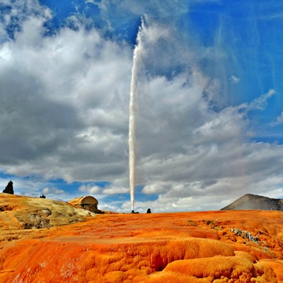 This photo of the Soda Springs Geyser was taken by Leif Hoffmann (Clarkston, WA) on April 1, 2018 while showing some natural wonders of Southern Idaho to his parents visiting from Germany.