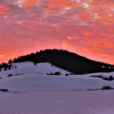 Sunset behind Tomer's Butte near Joel, Idaho on January 16, 2022.  Courtesy of Keith Gunther