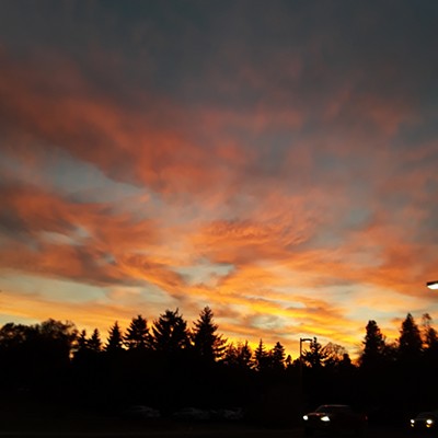 Photo taken November 8, 2019, 4:40 p.m. Sunset finished by 5:00 p.m.
    University of Idaho campus
    Priscilla Wegars