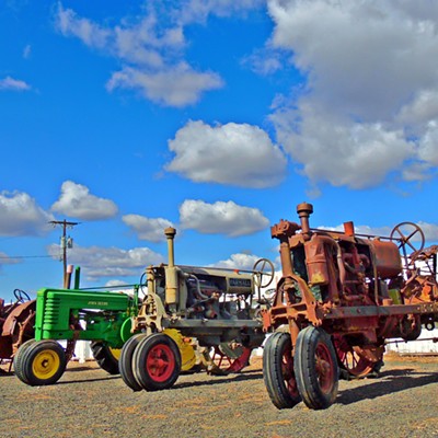 This image of old tractors lining up in the parking lot of the Lasting Legacy Wildlife Museum in Ritzville, WA, was taken on March 20, 2022 by Leif Hoffmann (Clarkston, WA) when visiting the place with his family.