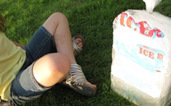 Summer dare: Ice block at a nearby park