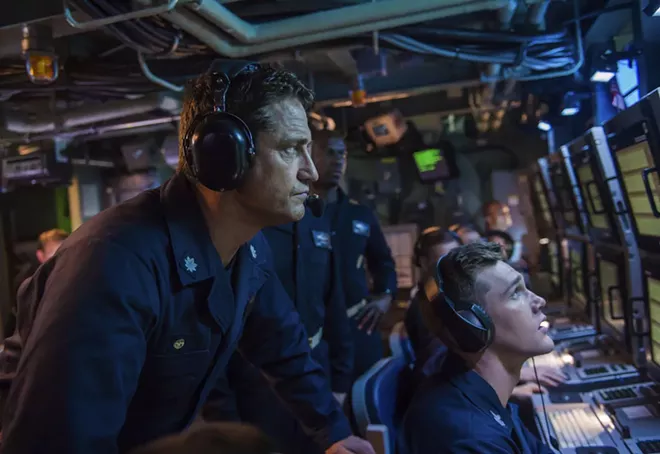 This image released by Lionsgate shows Gerard Butler in a scene from "Hunter Killer" - JACK ENGLISH/LIONSGATE VIA AP