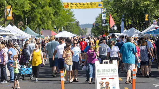 In this Aug. 3, 2019 file photo, people fill up Main Street as they peruse the offerings at the Moscow Farmers Market., - PETE CASTER/TRIBUNE FILE PHOTO