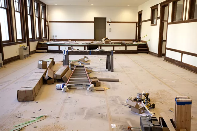The Lecompte Auditorium is seen on Monday at the 1912 Center in Moscow. The auditorium and the Reception Gallery are expected to be finished in time for the Winter Market on Nov. 14. - GEOFF CRIMMINS/DAILY NEWS