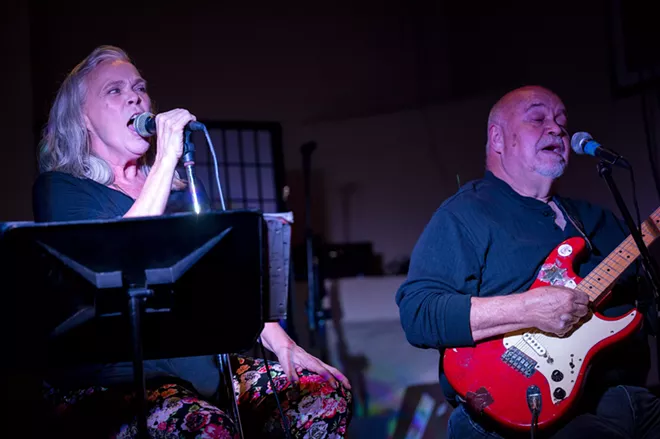 Sherry Lukenbill performs alongside her husband, Marty, on Friday, April 23, at Brock’s in downtown Lewiston. - PETE CASTER/360