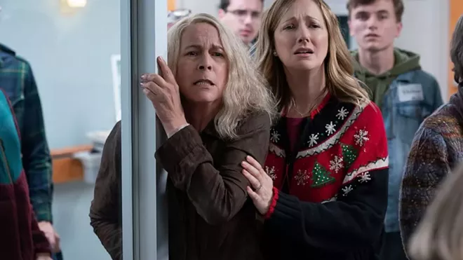 Jamie Lee Curtis and Judy Greer are shown in a scene from - “Halloween Kills,” directed by David Gordon Green - RYAN GREEN/UNIVERSAL PICTURES VIA AP