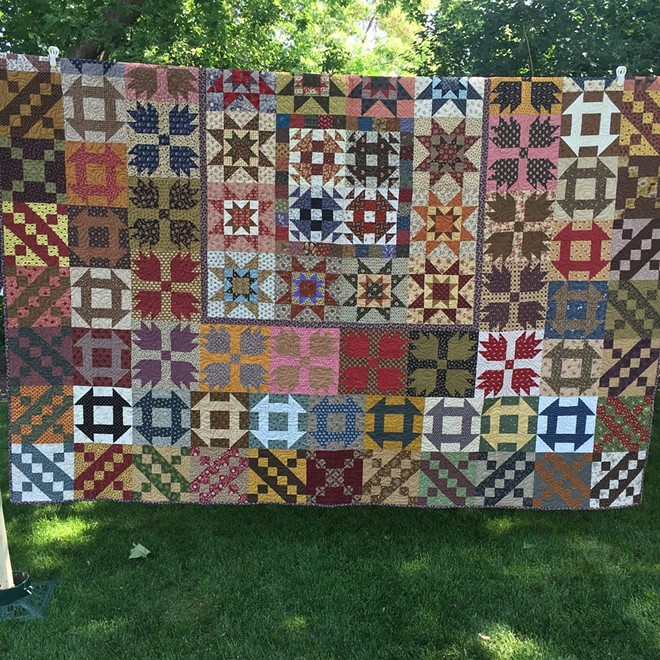 Quilt on display in the Boldman Garden