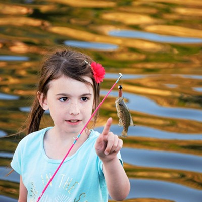 Our granddaughter, Audrey, was so proud to catch her first fish at Evans Pond (at sunset), June 22, 2017. Mary Hayward of Clarkston snapped this shot.