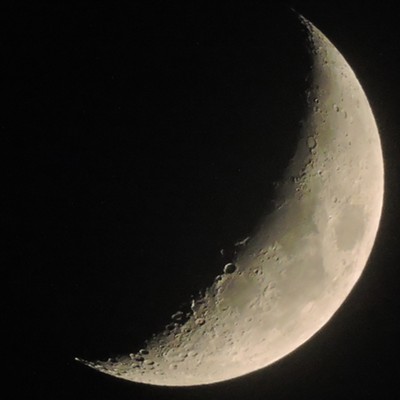 Moon shot at dusk, 14 Jan. 2016. In Lewiston, Idaho.