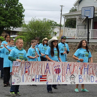 A photo of my nephew, Isaiah, 12, and niece, Nadia, 10, proudly marching with their bandmates at the Asotin County fair parade on April 24, 2016. My niece and nephew are the children of Miranda Wilburn and Omar Salazar. Nadia is in the front on the far right and Isaiah is in the very last row far right. The shirts they are wearing were also designed by my nephew, Isaiah. Their school is Parkway Elementary in Clarkston. The photo was taken and submitted by&nbsp;Nickole Corey of Clarkston.