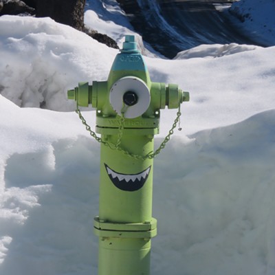 Le Ann Wilson of Orofino captured this bright green bogeyman lurking around Elk River on March; it looks a lot like Mike from Monsters, Inc.  The horrifying hydrant is one of several hydrants painted to look like animals and Pixar characters.