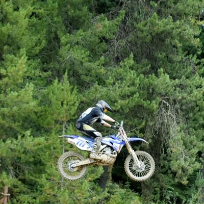 Bryan Witt goes flying as he rides with friends at the Fossil Bowl.  Picture taken 8-21-21