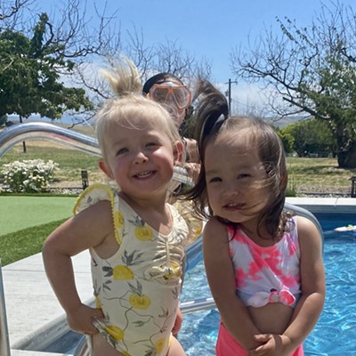 Ellie Hessler & KyLeigh Ohlson enjoying a beautiful pool day. Big sister Khloe photo bombing.
